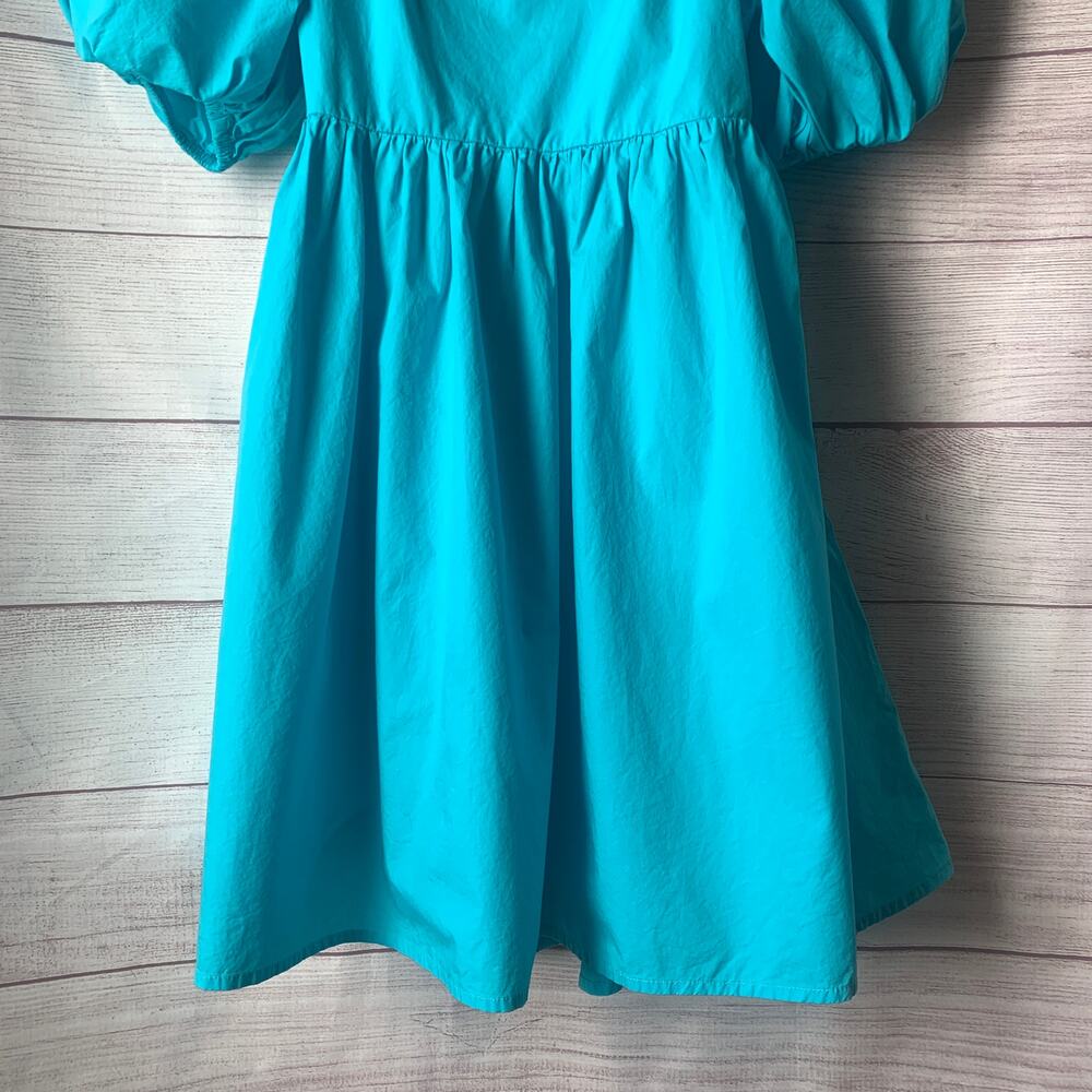 A New Day Blue Puff Sleeve Dress On or Off Shoulder Cutout Back Size Small - Picture 3 of 13
